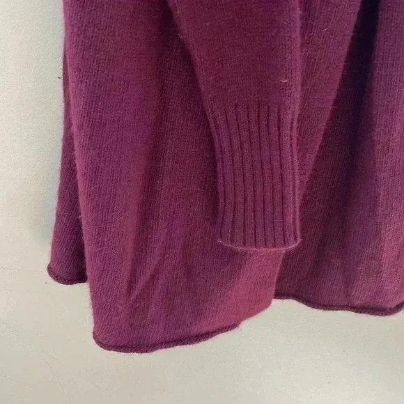 [L]Talula Burgundy One Button  Closure Wool Cashmere Cardigan Big Neck Sweater - Picture 4 of 9